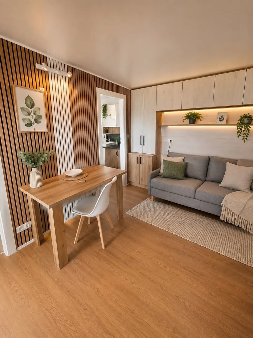 Living and dining area with sofa bed in Maja