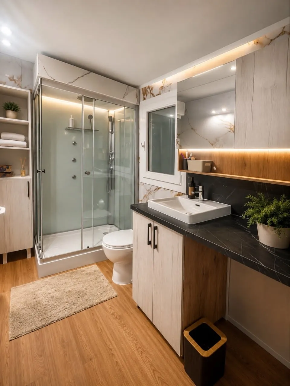 Bathroom with shower and vanity in Maja